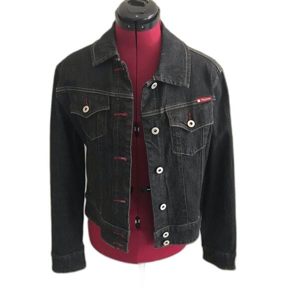South Pole Jacket Size Junior Large Dark Wash Denim Long Sleeves Button - Picture 1 of 9